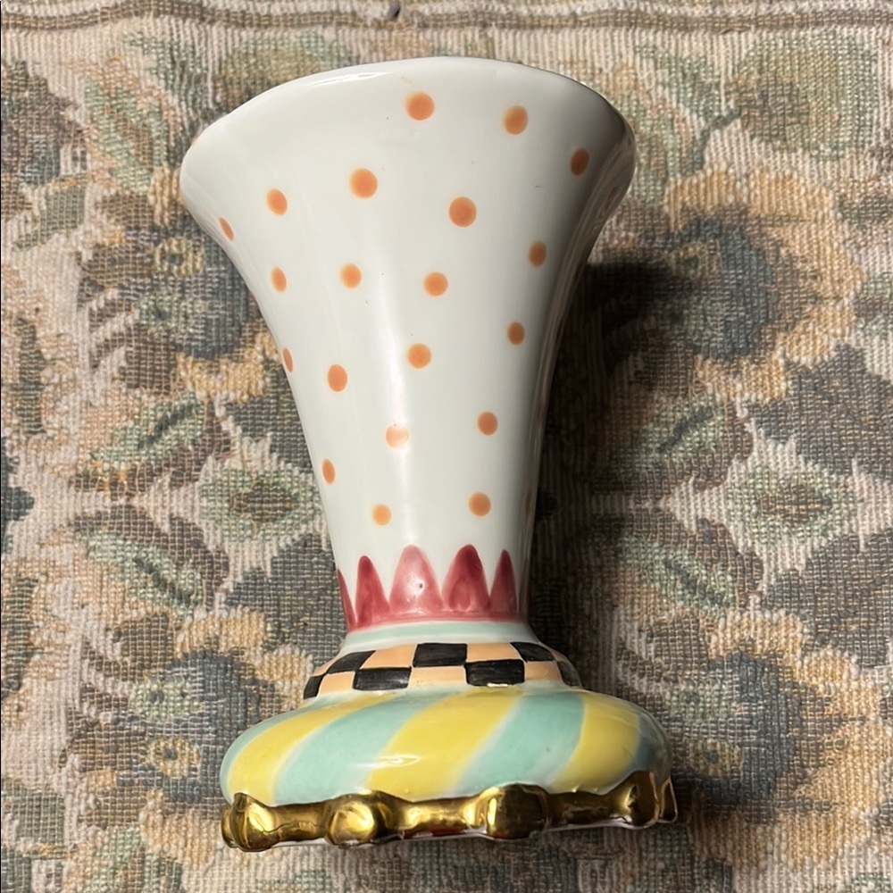 Orange and Gold Polka Dot Vase Accent